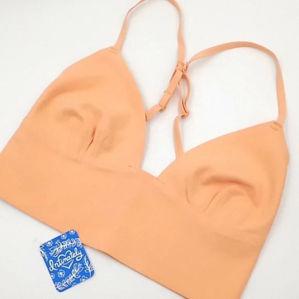 Free People Sage Longline Plunging V-Neck Bralette Peach S